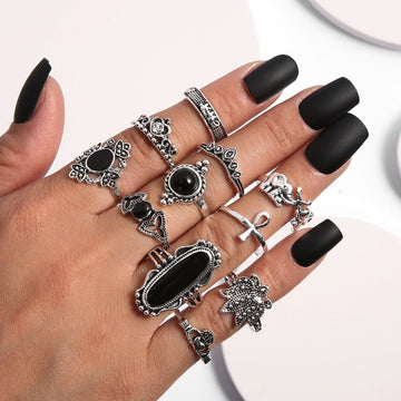 Bohemia Simple Design Geometric Finger Ring Sets For Women Snake Eye Stone Knuckle Rings Girls Fashion Jewelry daiiibabyyy